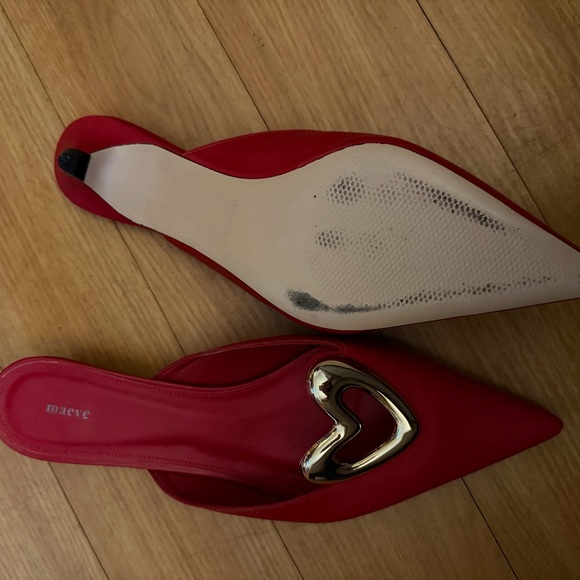 Maeve Red Mules with Silver Heart Accent - Picture 3 of 7